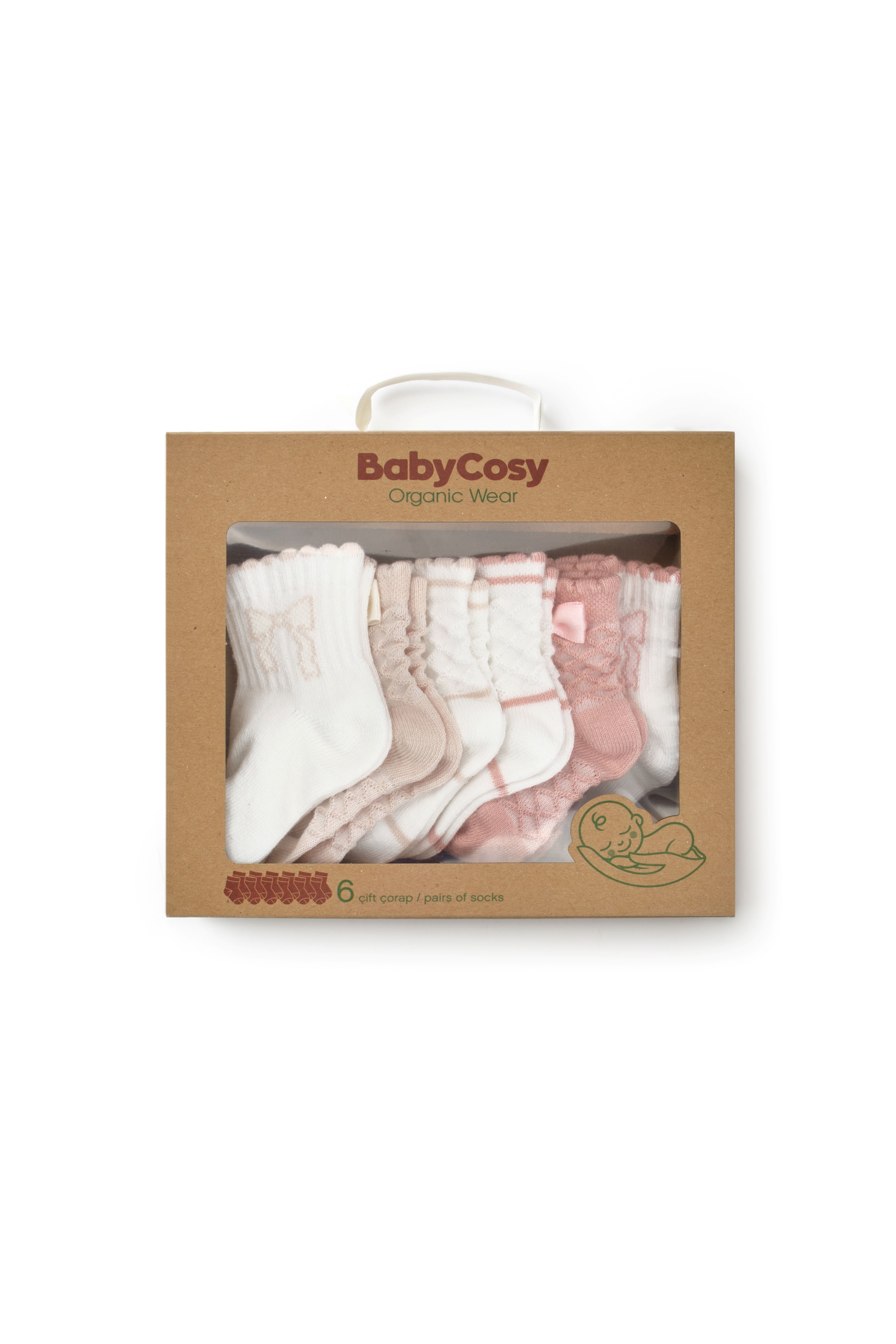 Organic Baby Sock Pink Set – 6 Pairs