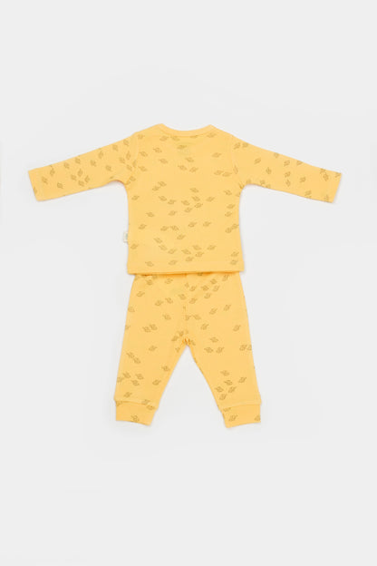 Three Piece Yellow Mini Elephant Print Set