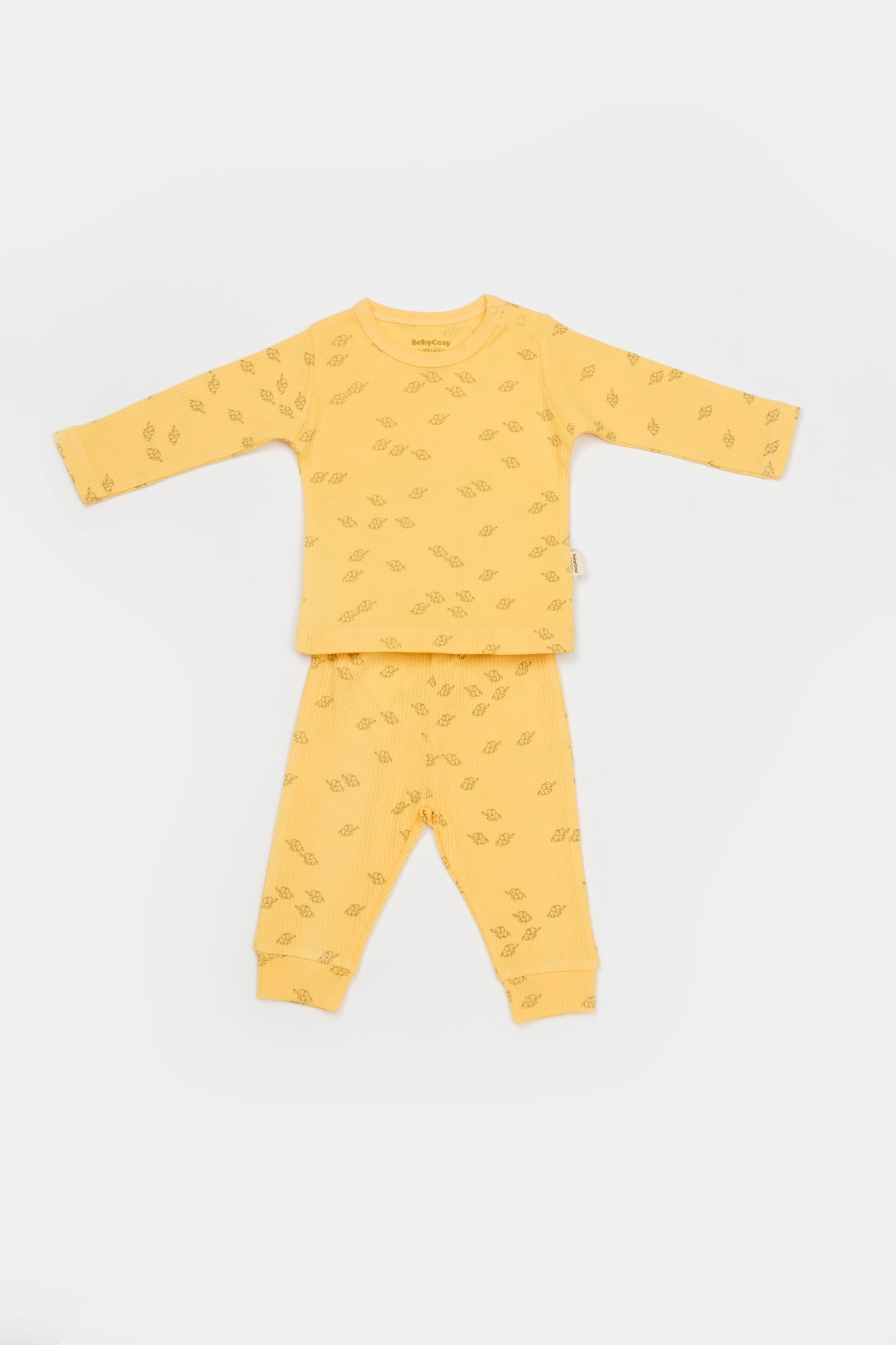 Three Piece Yellow Mini Elephant Print Set