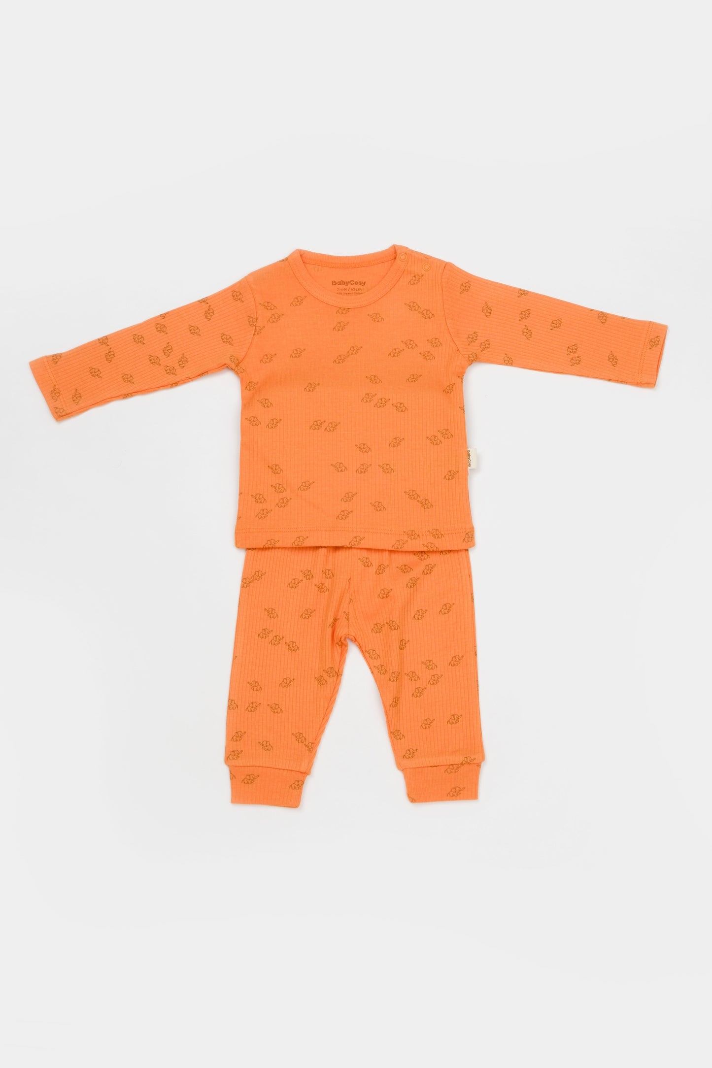 Three Piece Orange Mini Elephant Print Set