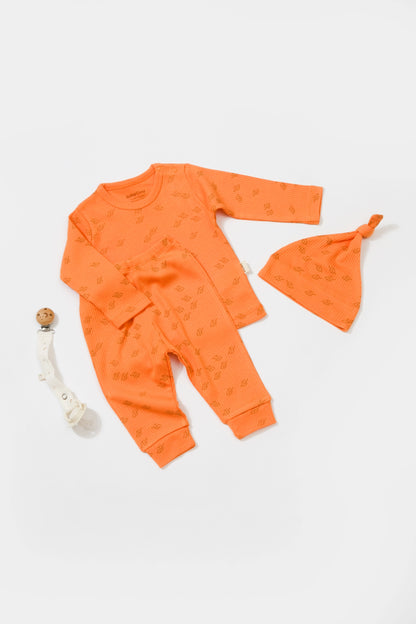 Three Piece Orange Mini Elephant Print Set