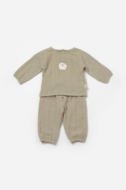 Muslin Green Sheep 2 Piece Set