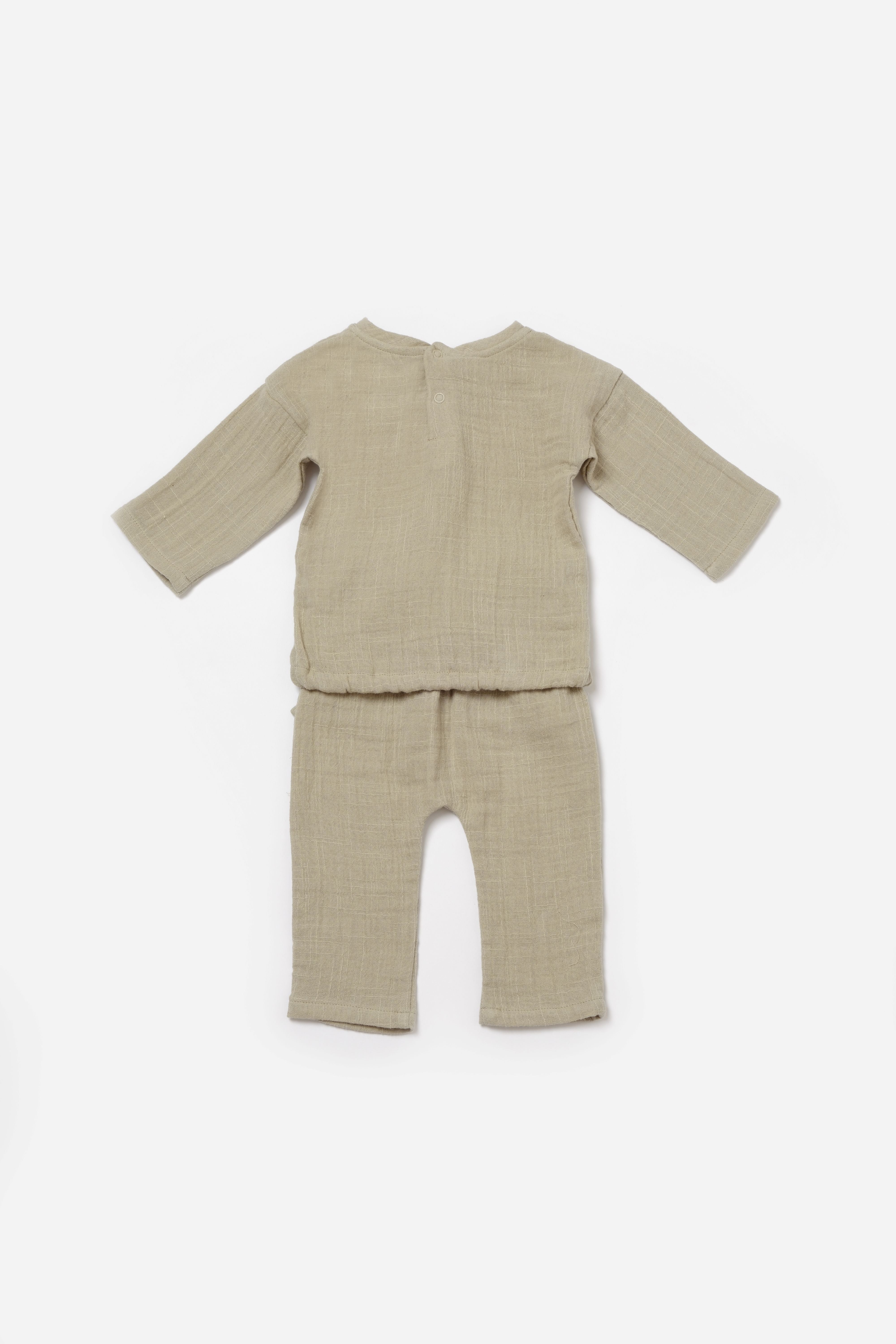 Muslin Tie Detail Green Sheep Set