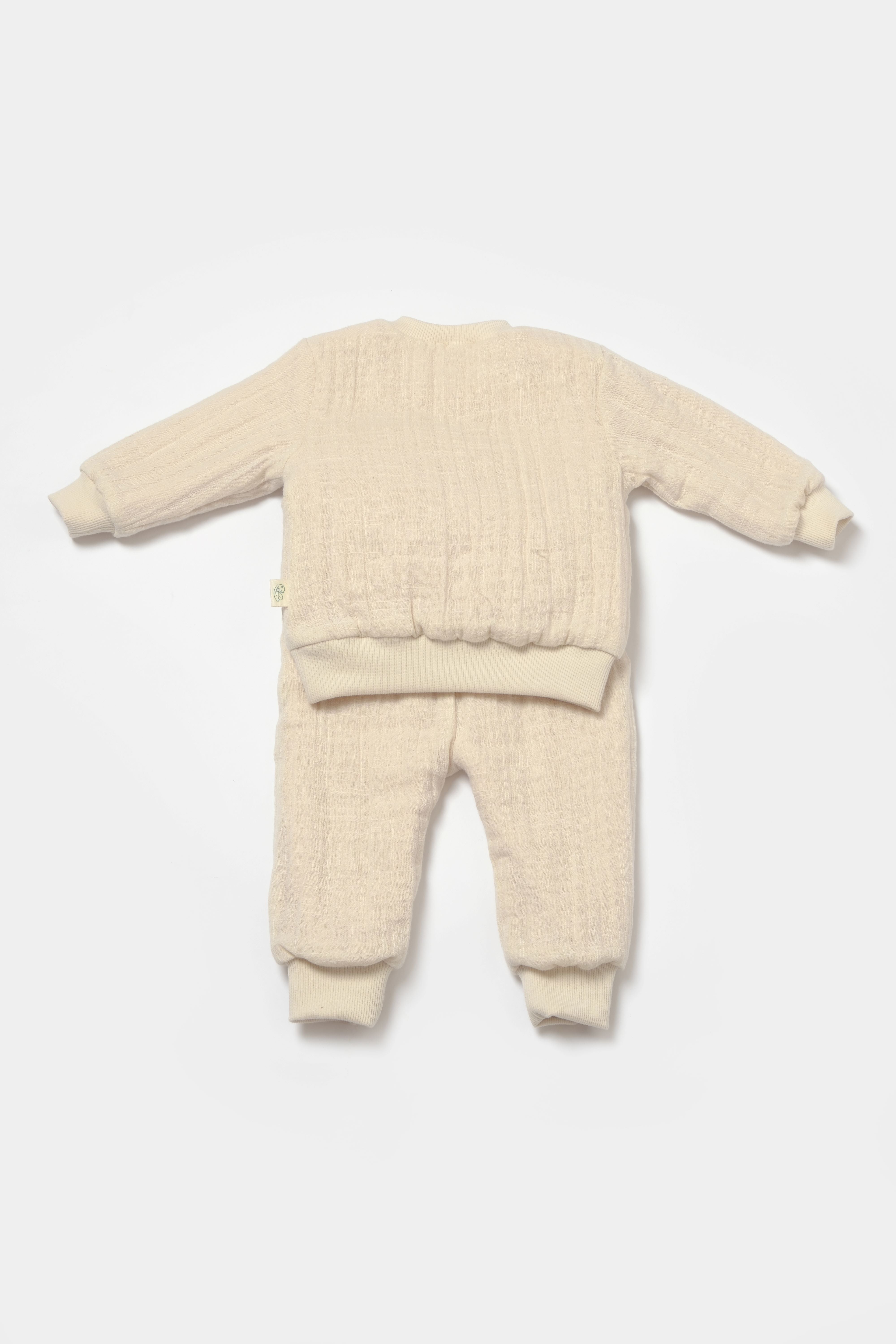 Muslin Bear Stone 2 Piece Sherpa Lined Set