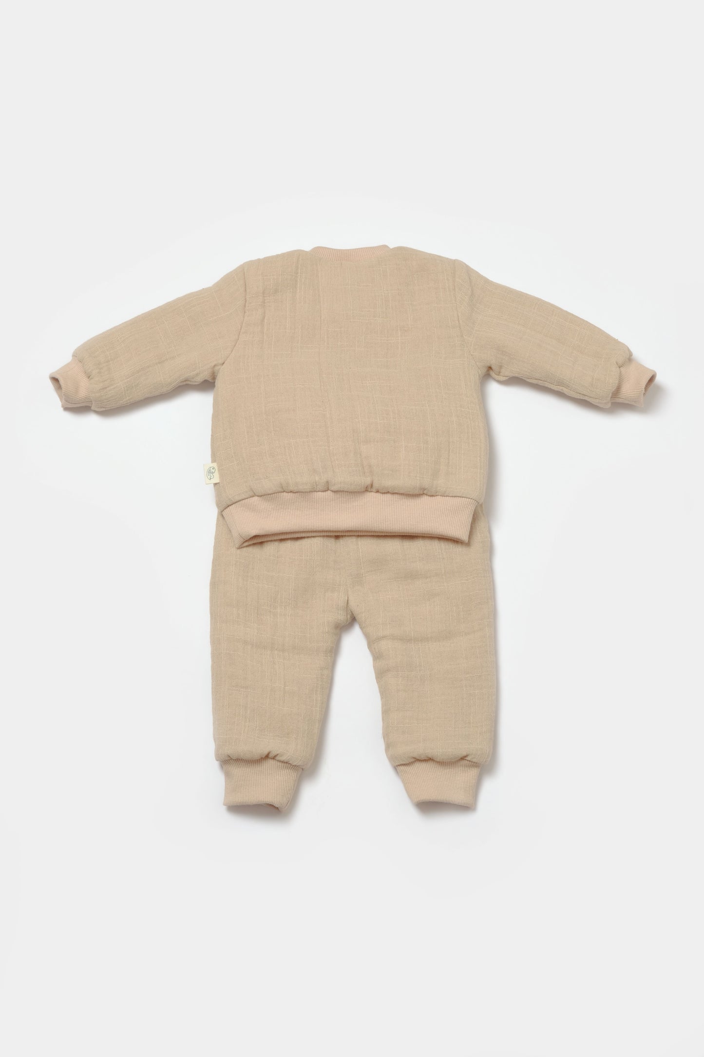 Muslin Bear Apricot 2 Piece Sherpa Lined Set