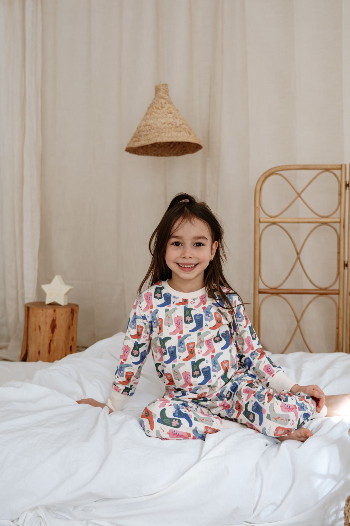 Cute western boots kids pajama set