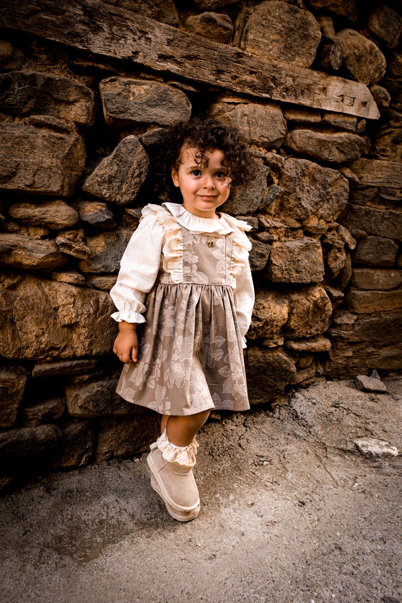 Vintage Floral Pinafore Dress & Blouse