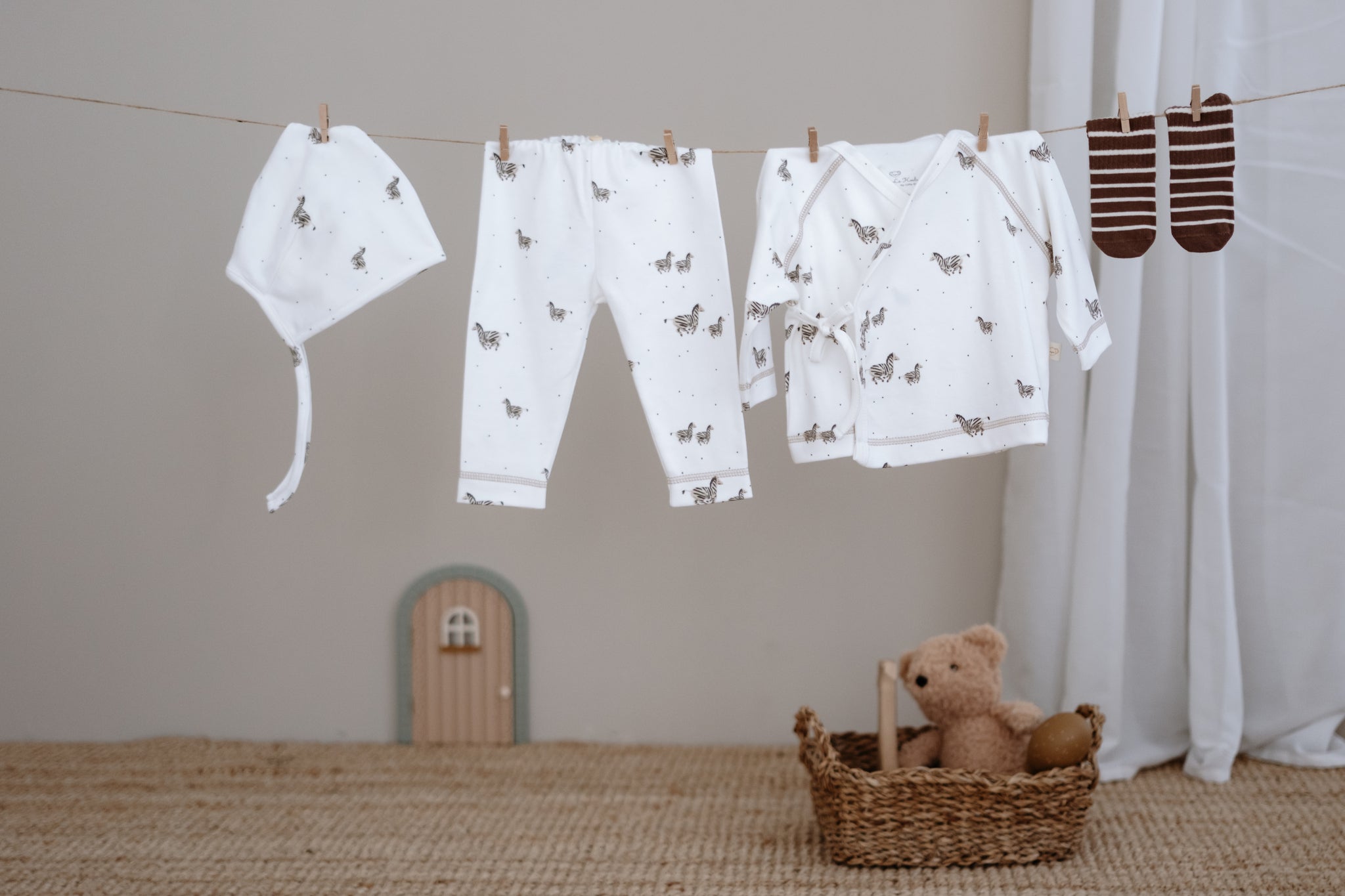 Soft baby zebra print pants and top set