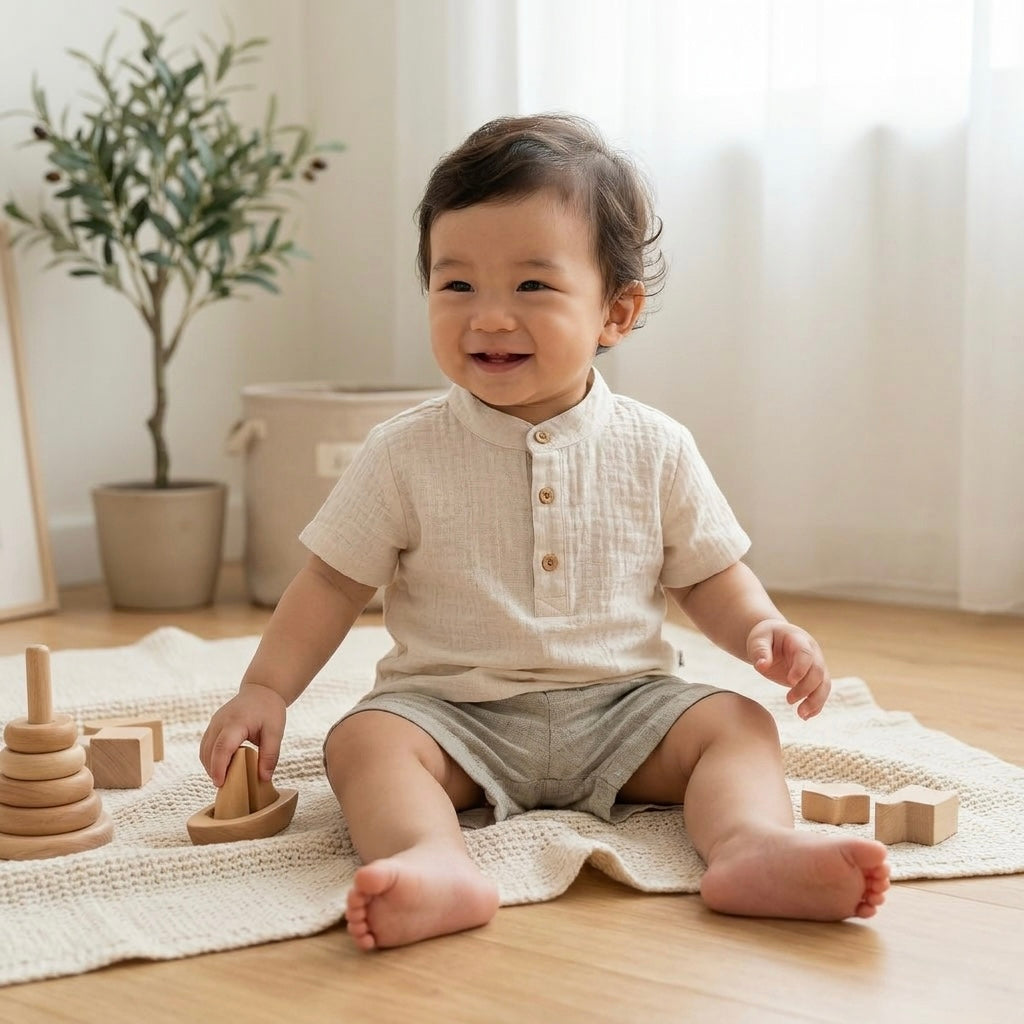 Arthur Linen Baby Boy Short Set