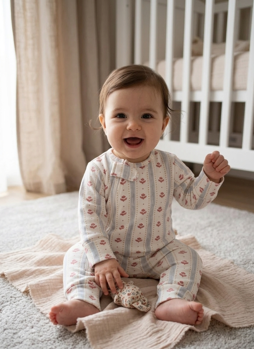 Floral stripe baby onesie romper