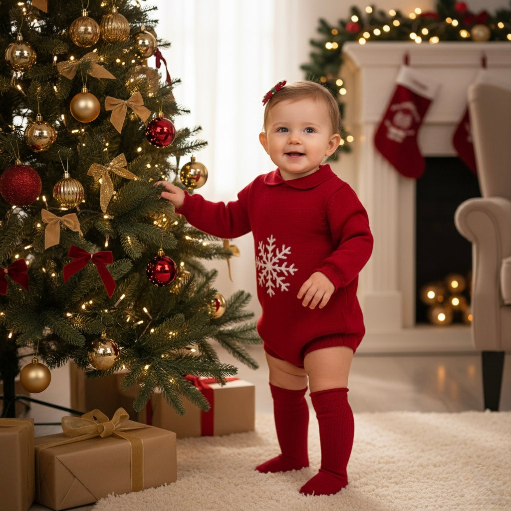 Holiday Snowflake Knit Romper Set