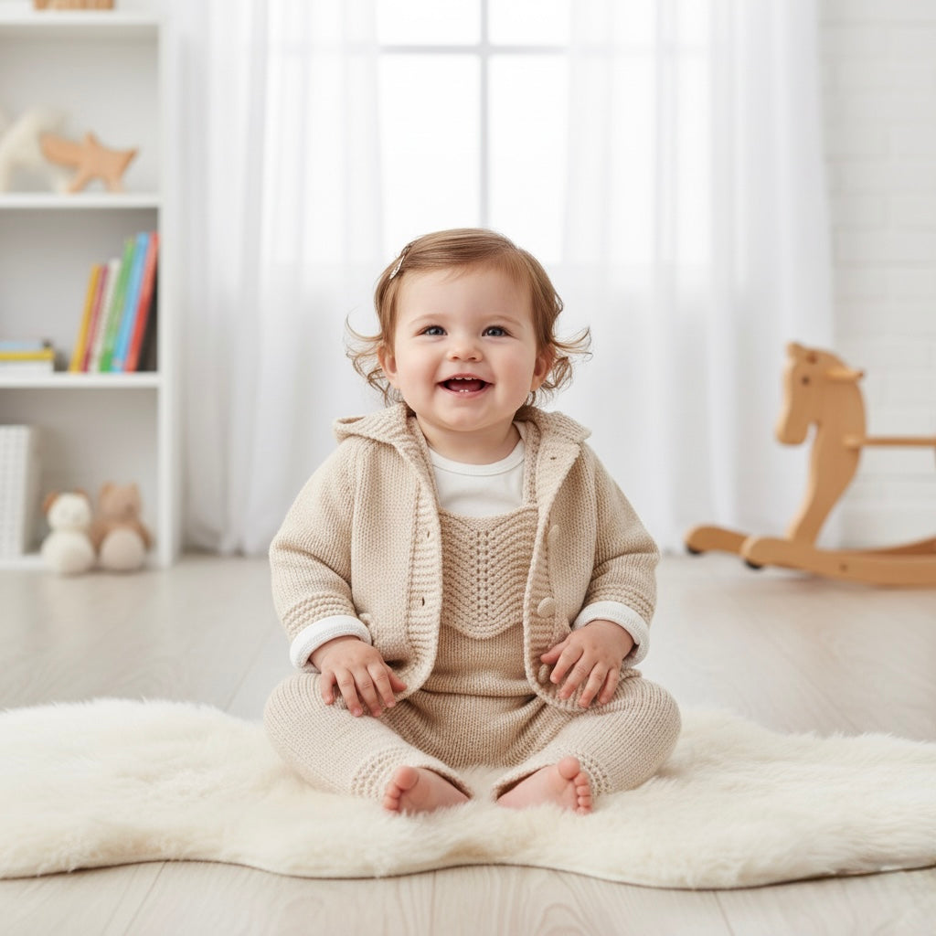 Shae 3 Piece Beige Knitwear Set