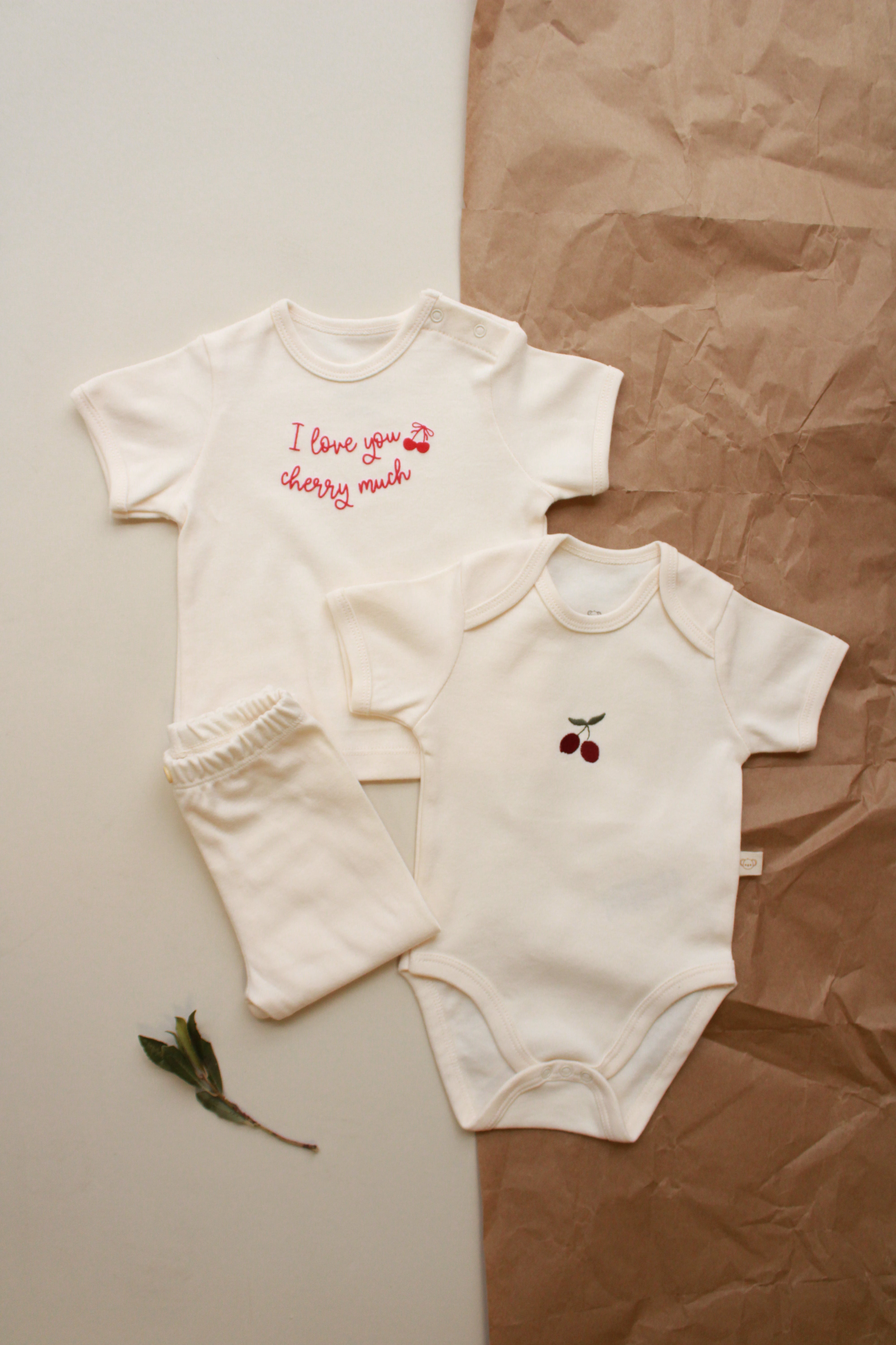 Cherry baby outfit three piece set