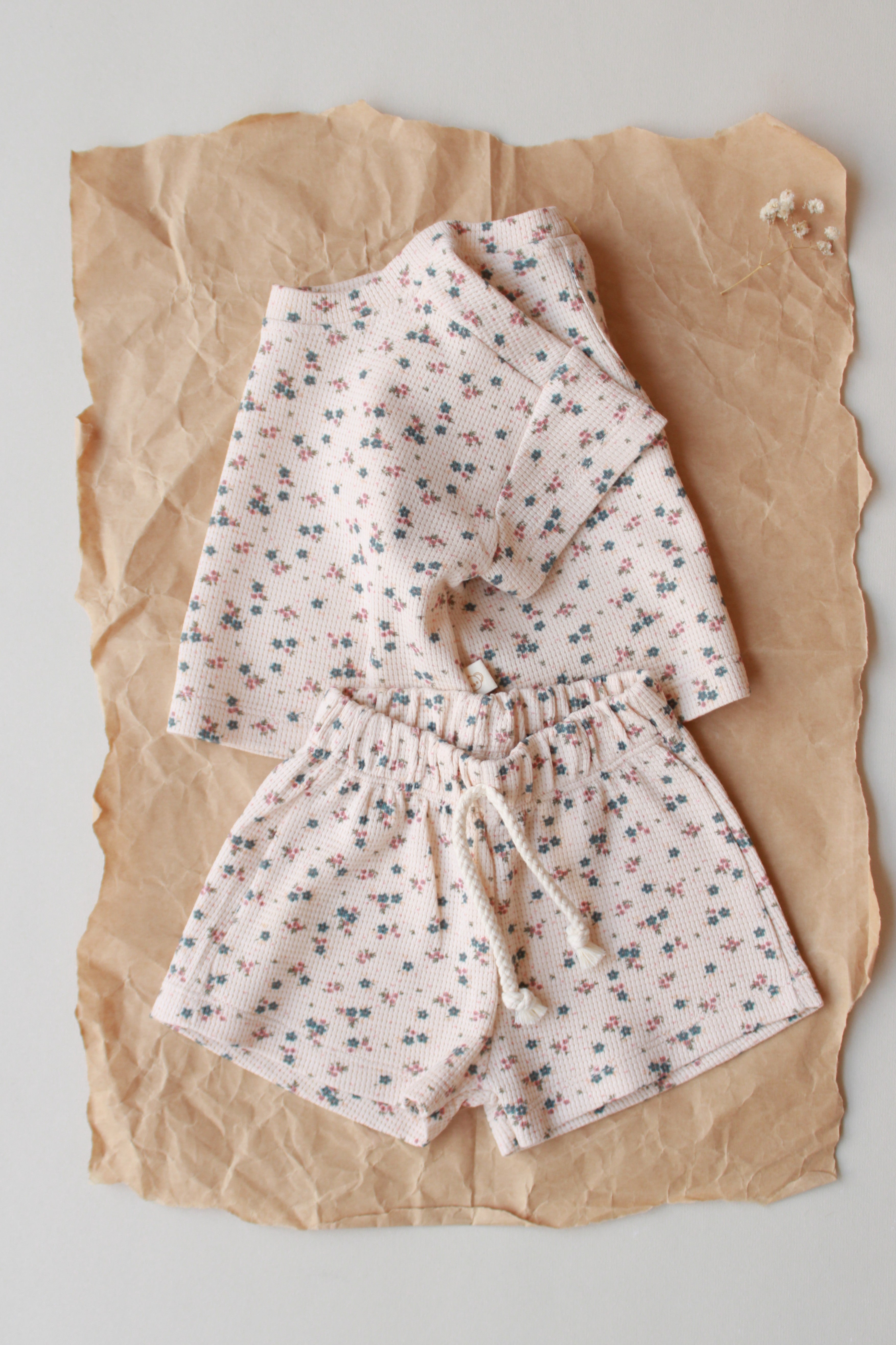 Soft waffle baby two piece clothing set