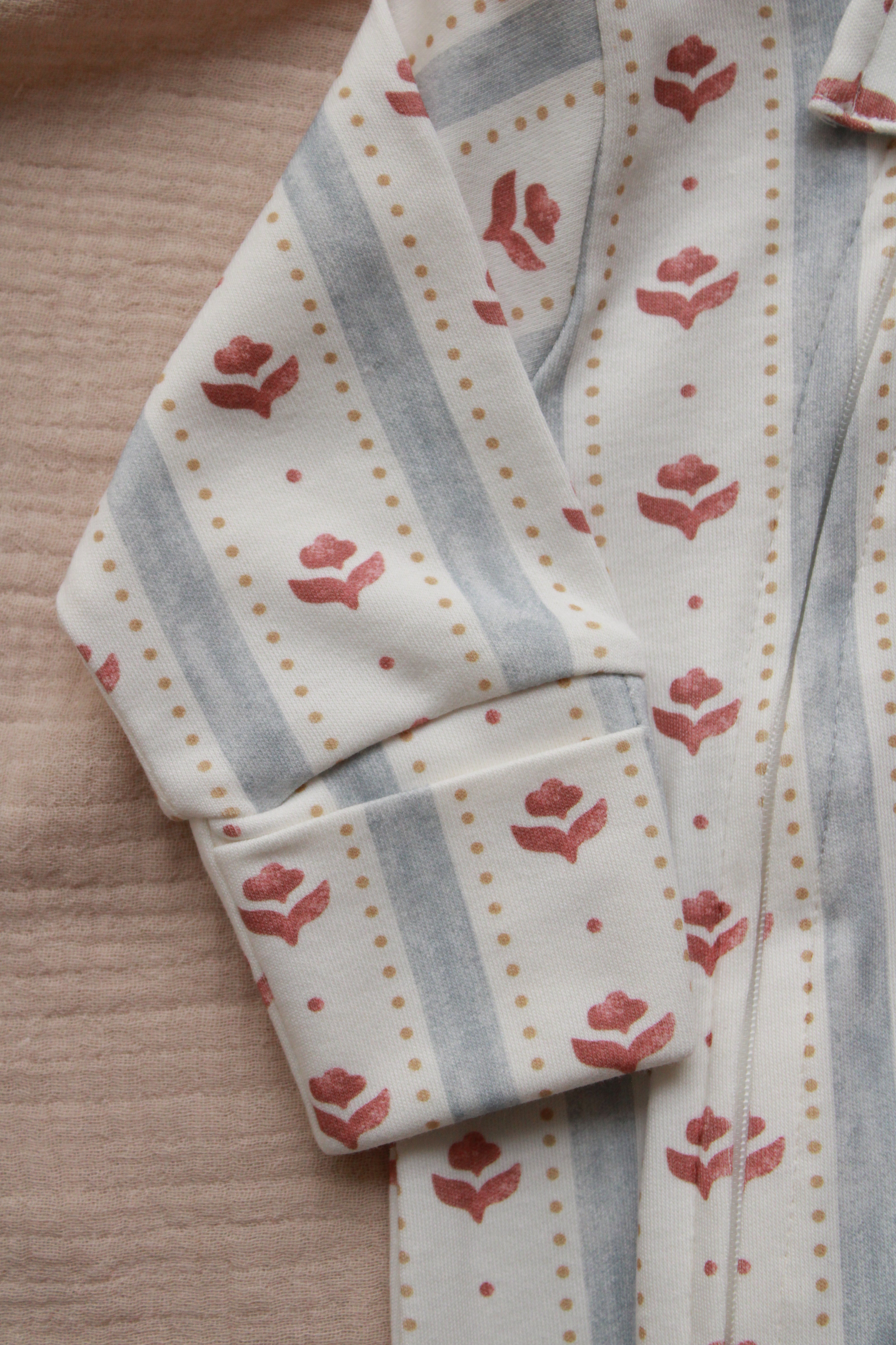 Newborn floral stripe cotton onesie