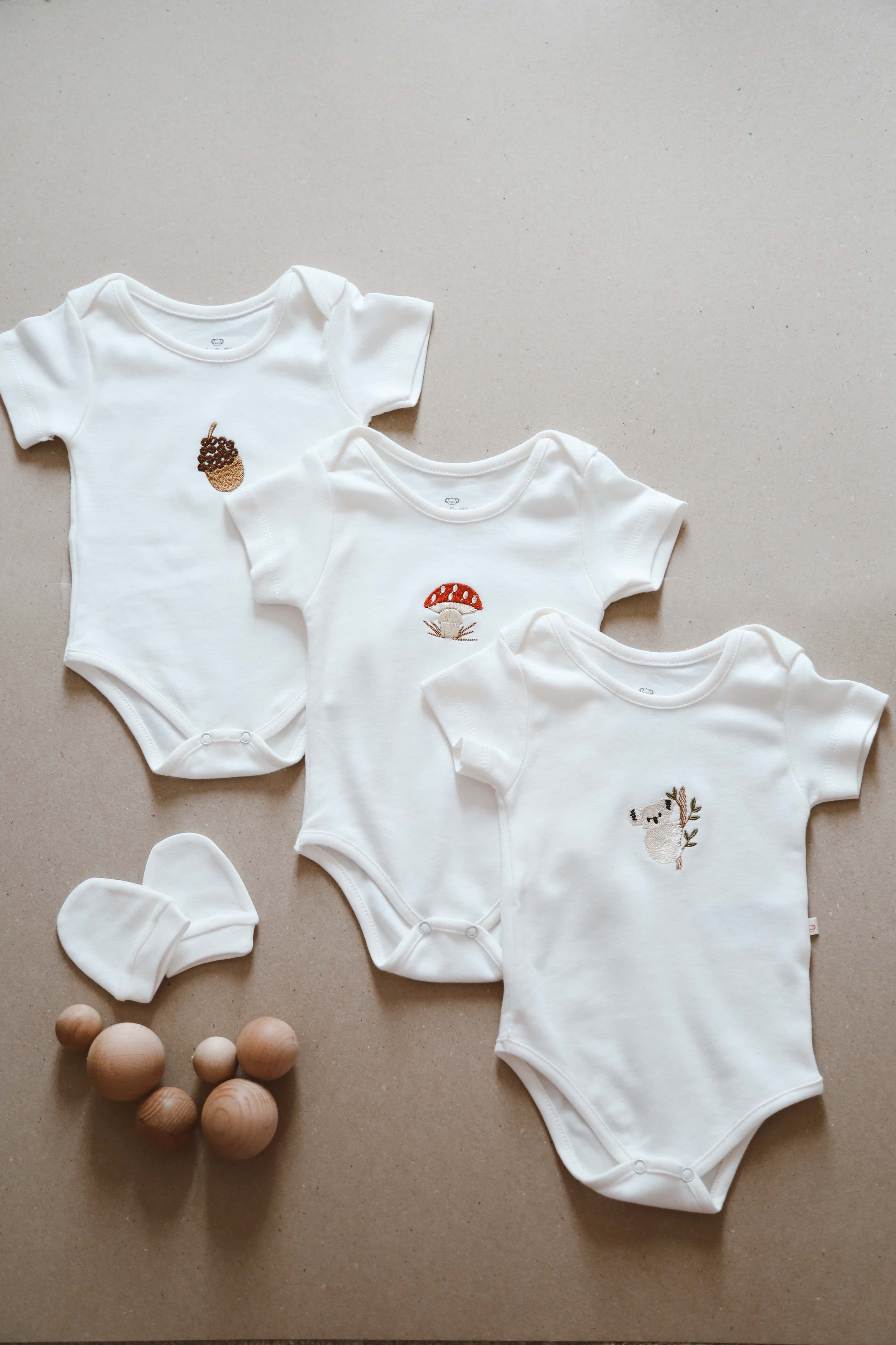 3 Piece Short Sleeve Bodysuits Set