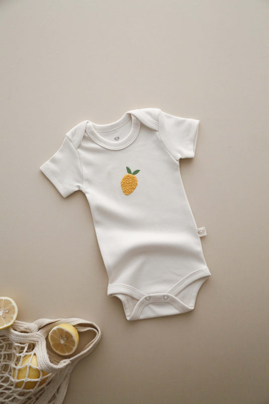 Lemon Patterned Short Sleeve Bodysuit