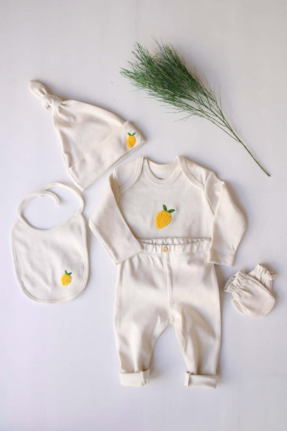 Lemon Patterned 5 Piece Newborn Set