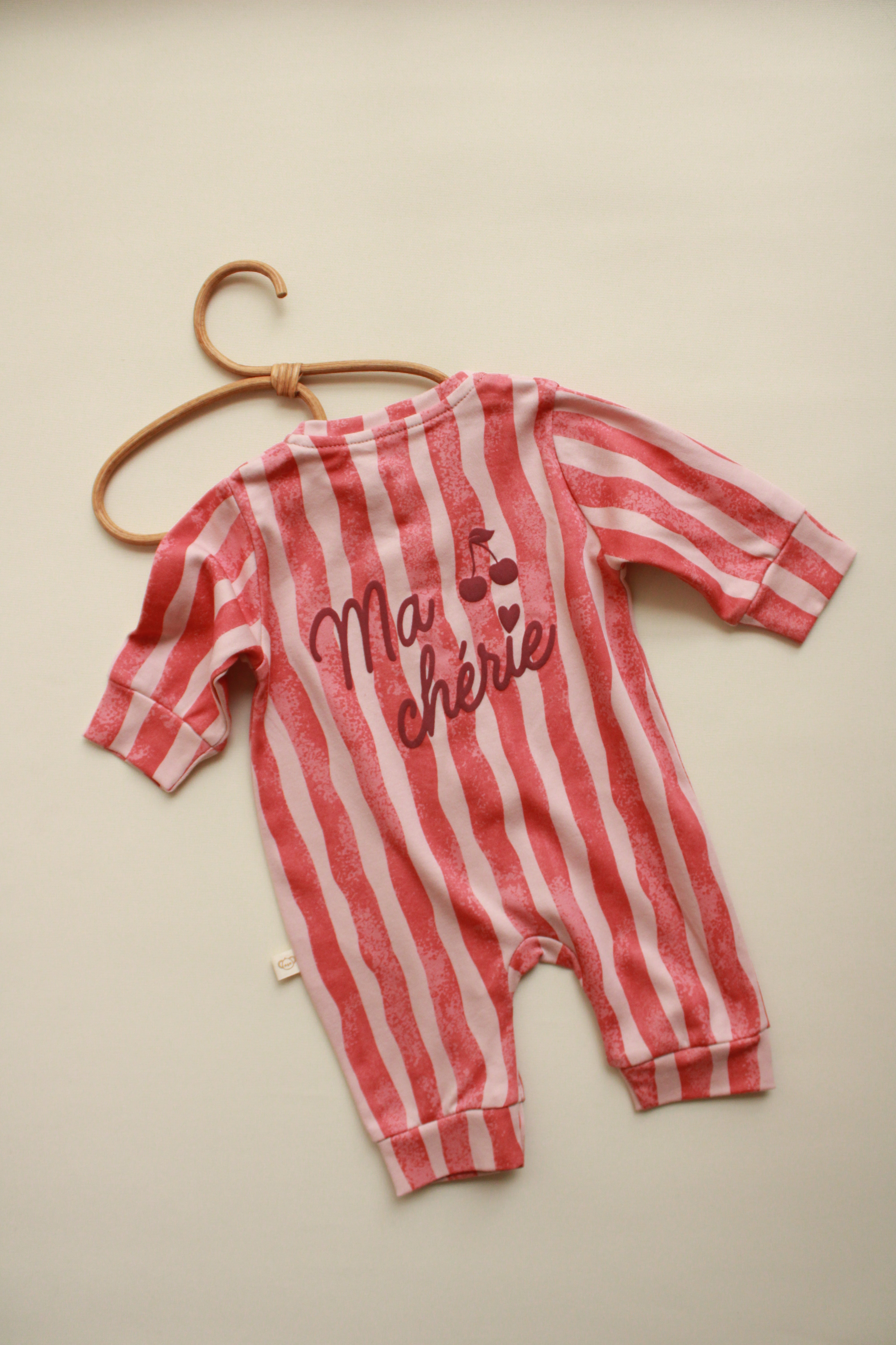 Cherry graphic baby striped romper