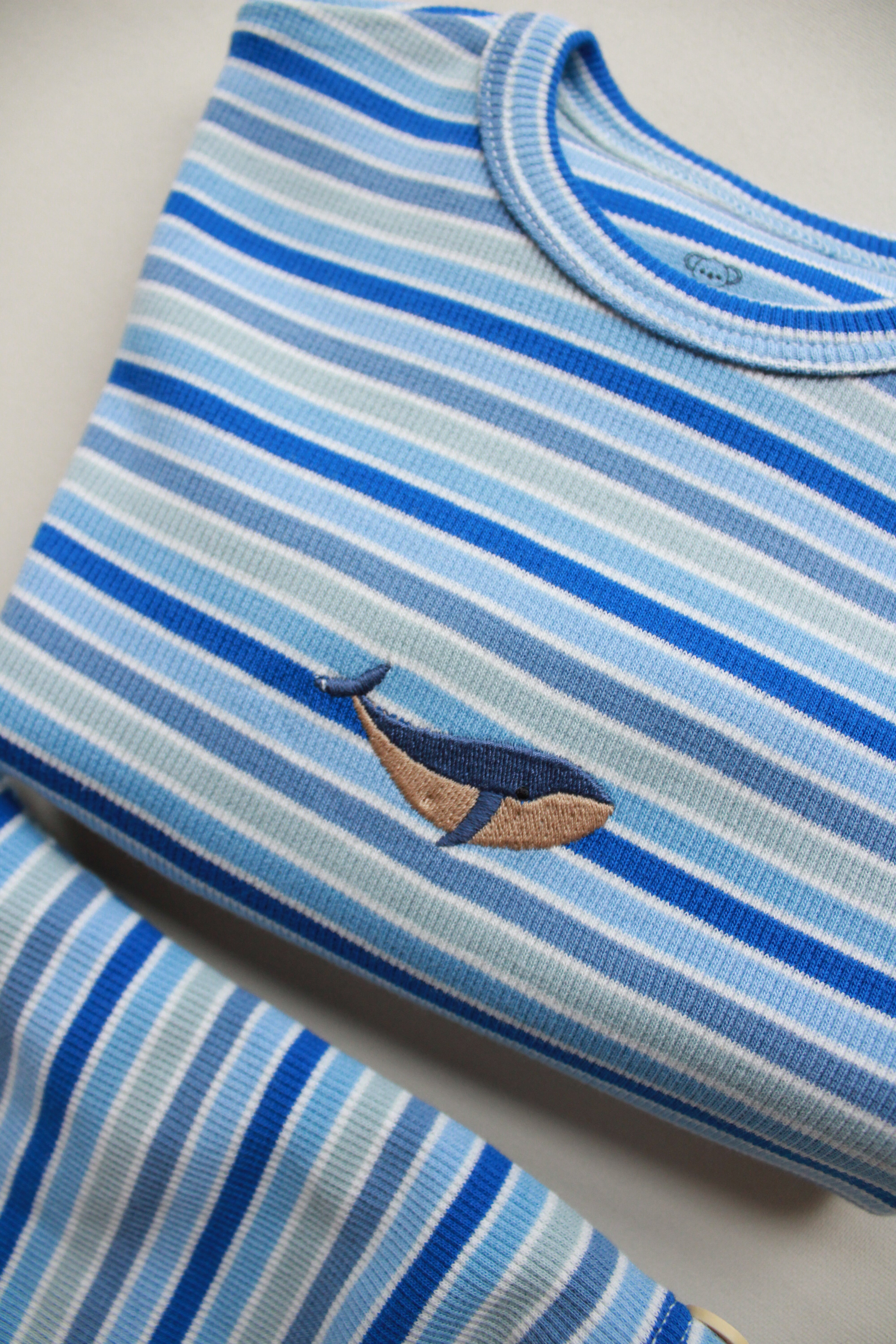 Cozy unisex baby outfit in ocean-inspired blue tones