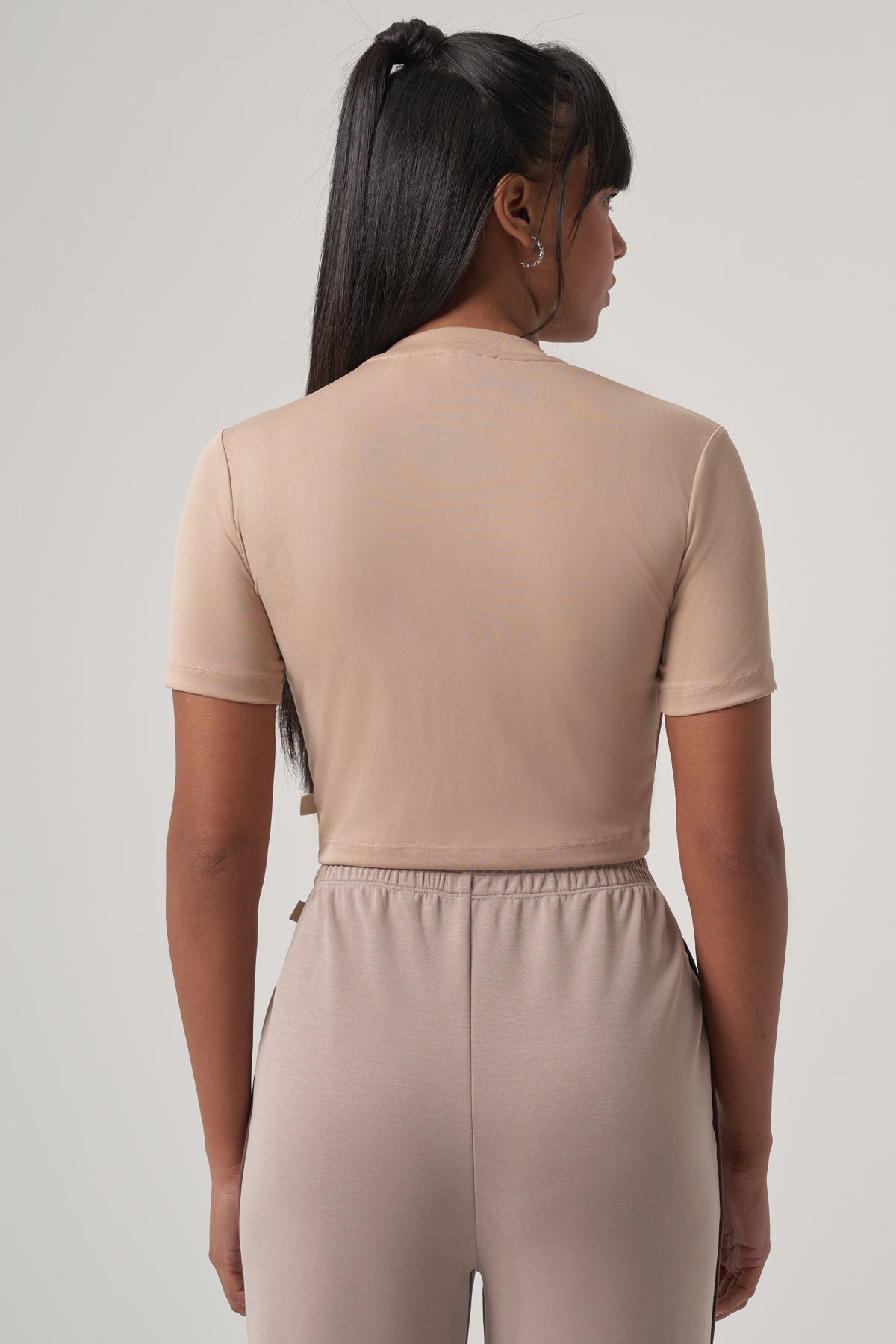 Niken Modal Cropped T-Shirt – Beige
