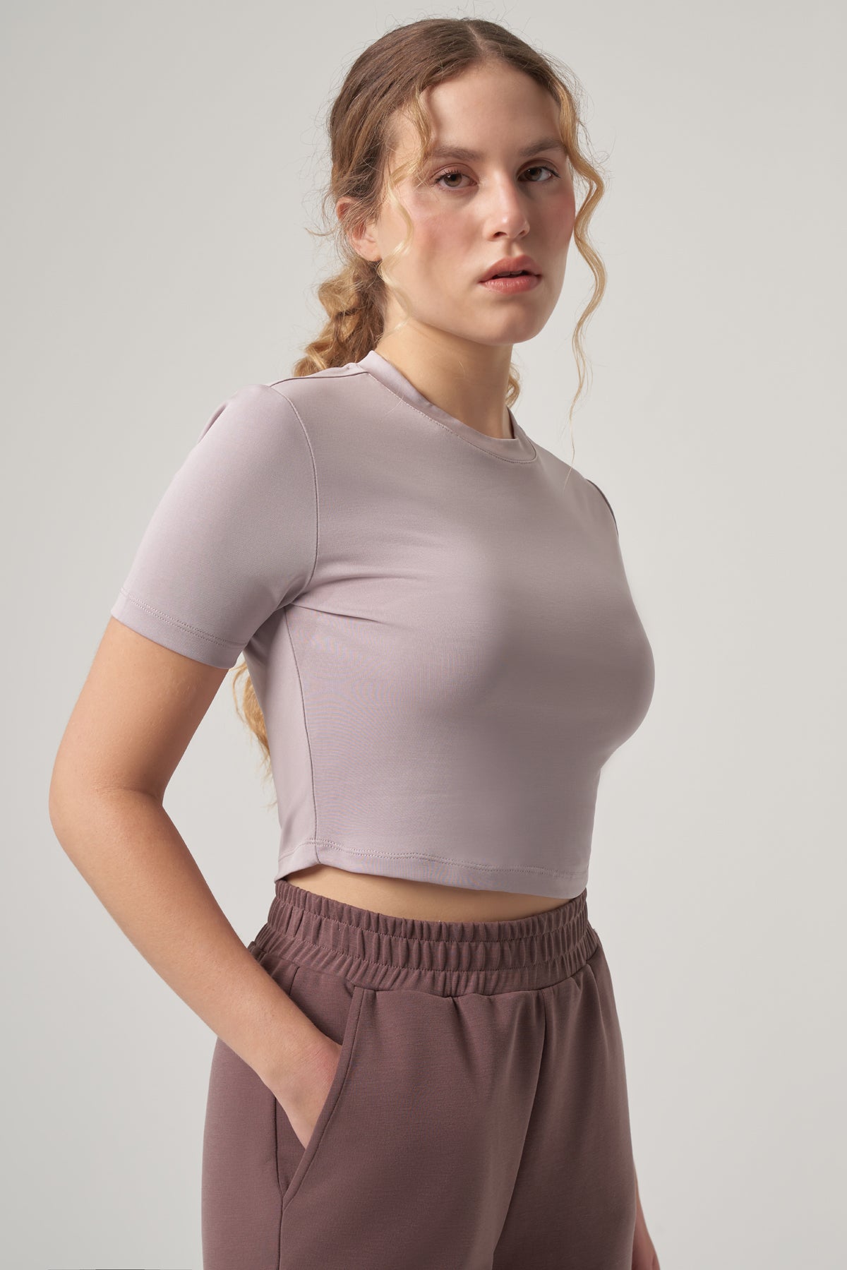 Niken Modal Cropped T-Shirt – Dusty Rose