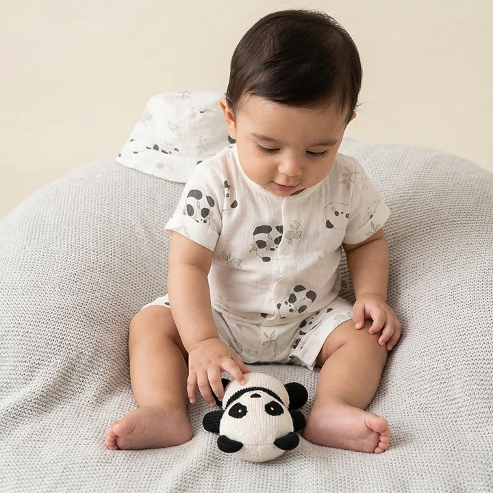 Panda Baby Romper & Hat Set