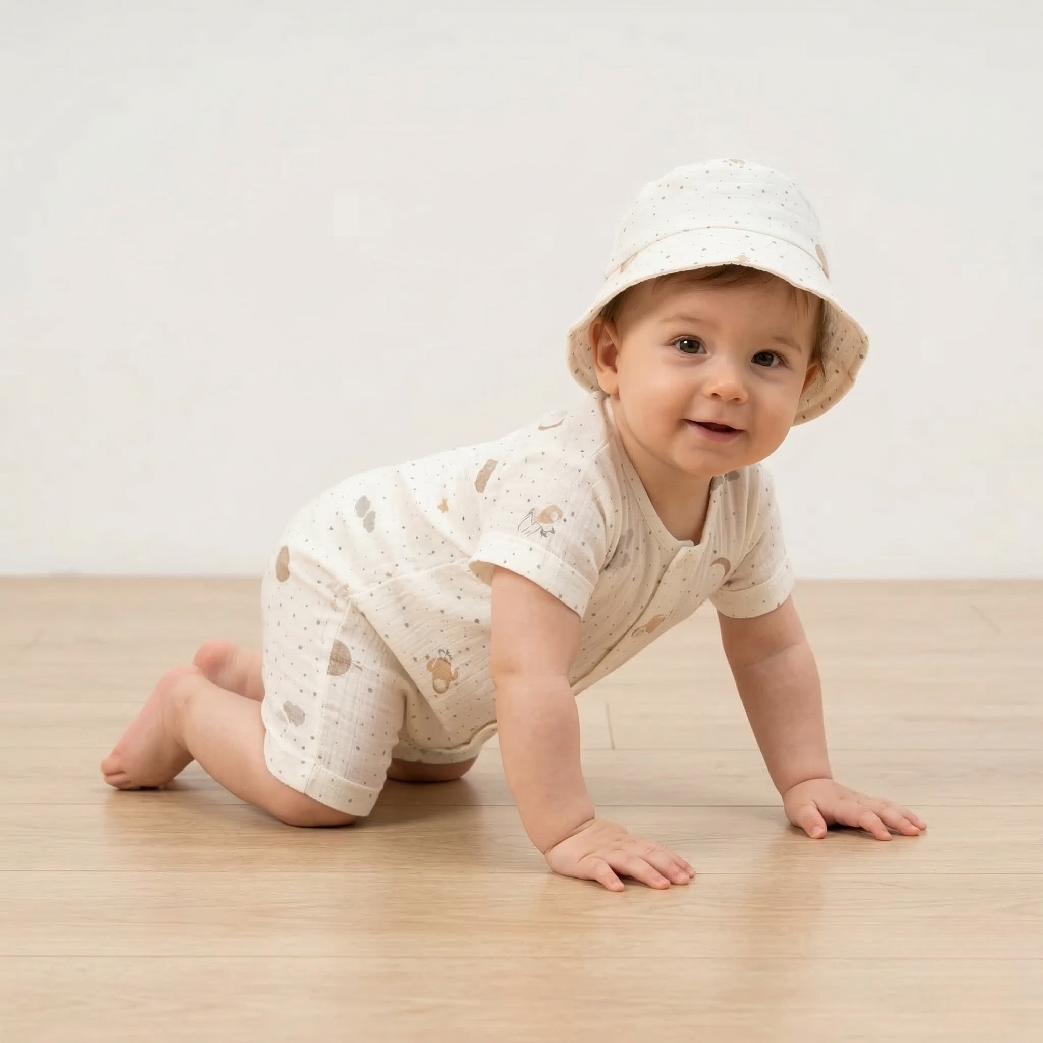 Space Print Baby Romper & Hat Set
