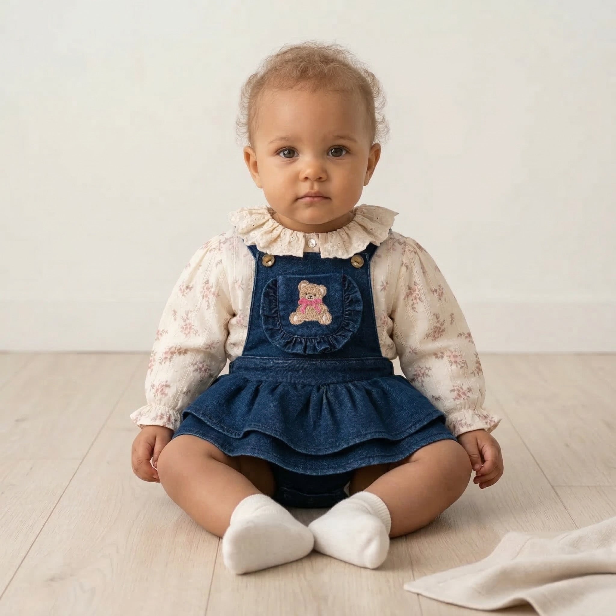 Teddy Denim Romper Set