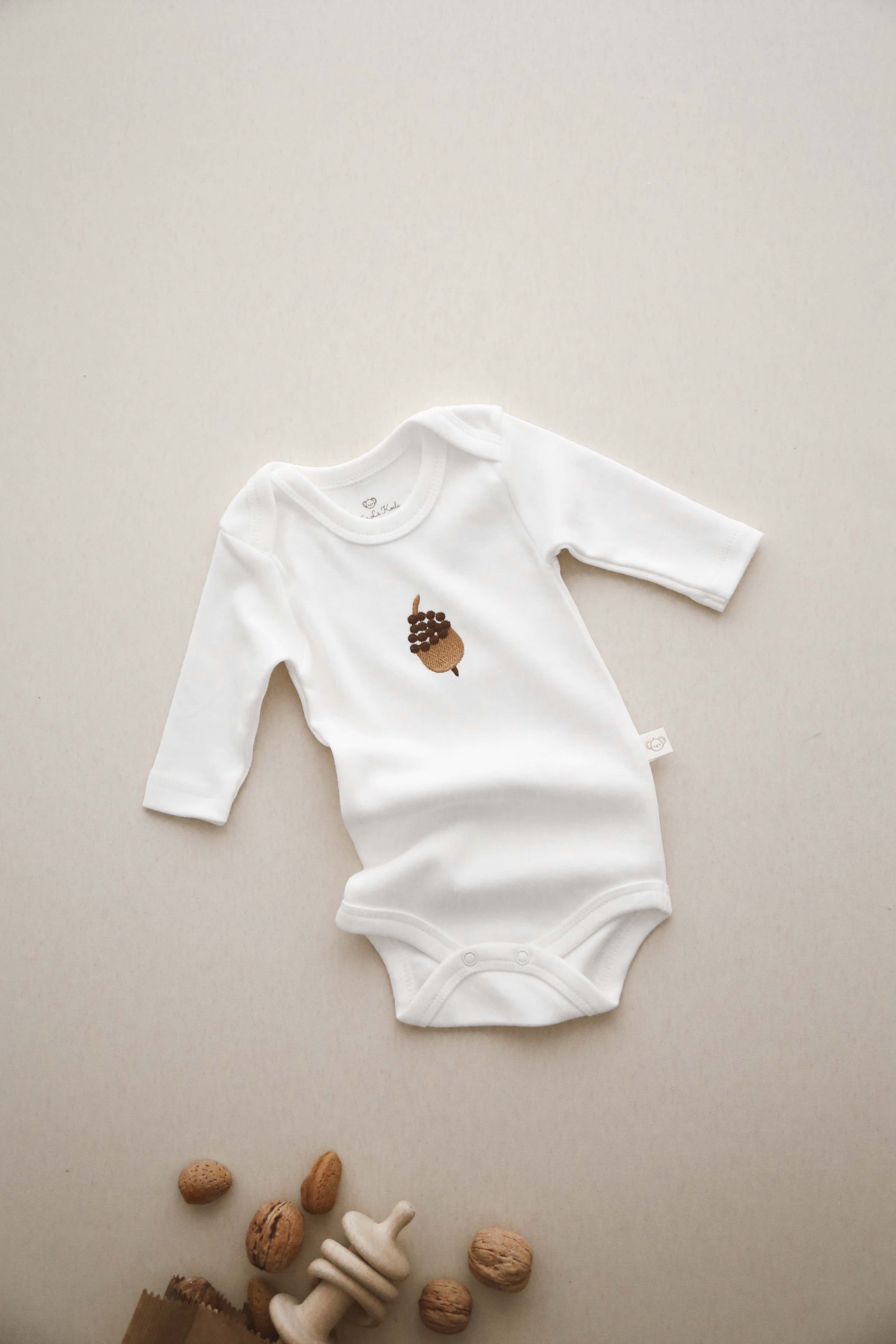 Acorn Patterned Long Sleeve Bodysuit