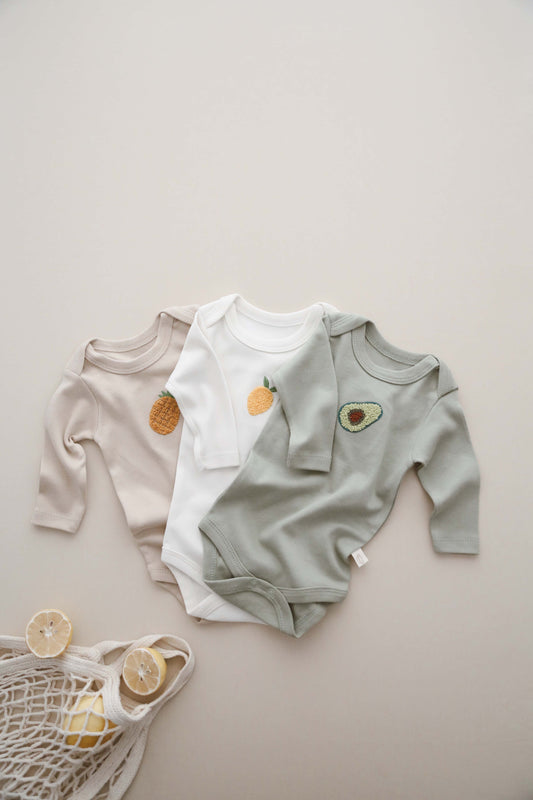 Fruit Set 3 Piece Long Sleeve Bodysuit