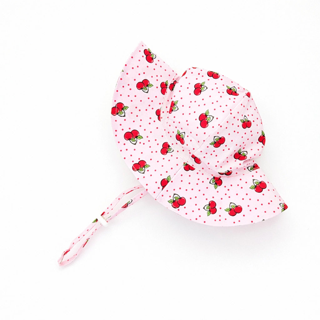 cherry print baby sun hat wide brim