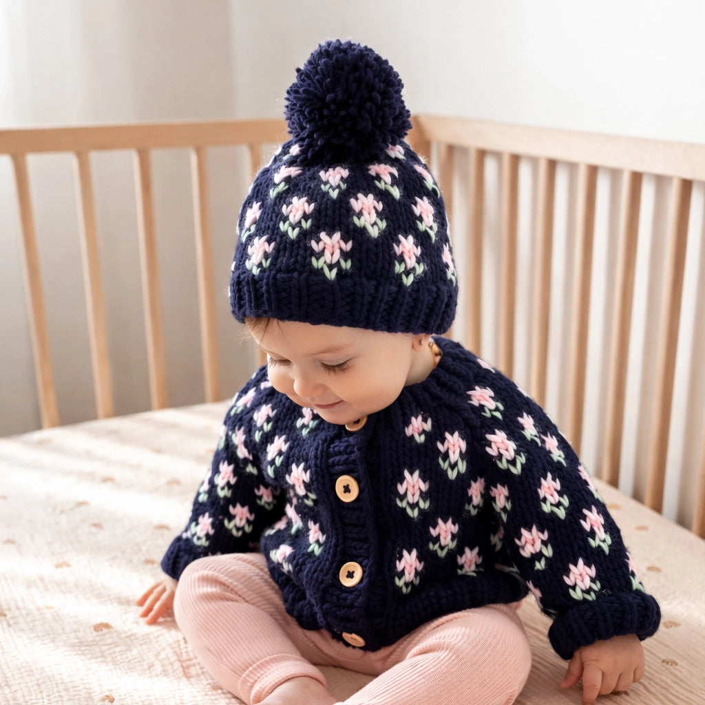 Bitty Blooms Indigo Cardigan