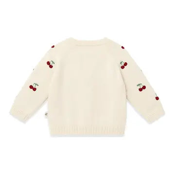 Cherry Embroidered Sweater Knit Cardigan