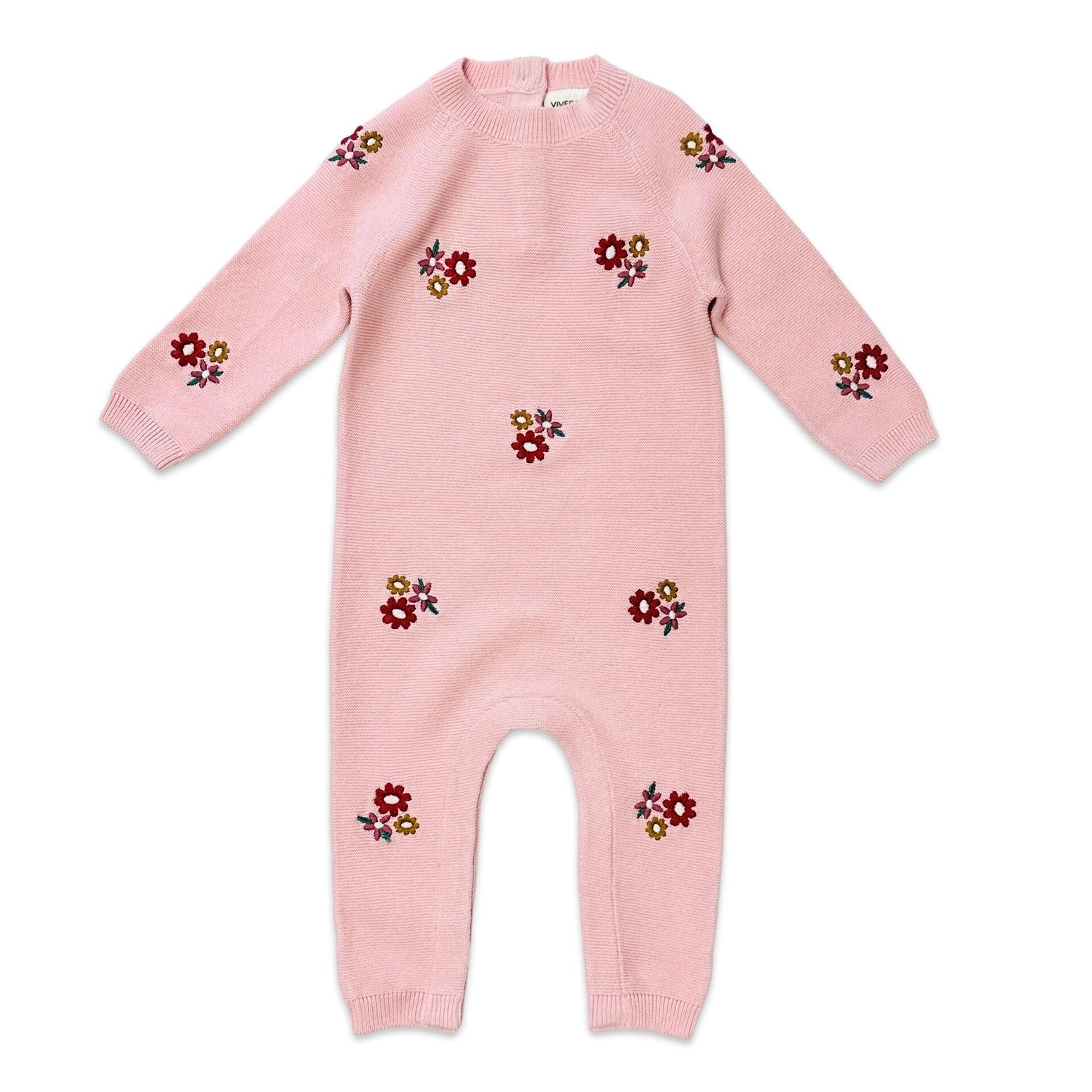 embroidered knit baby romper
