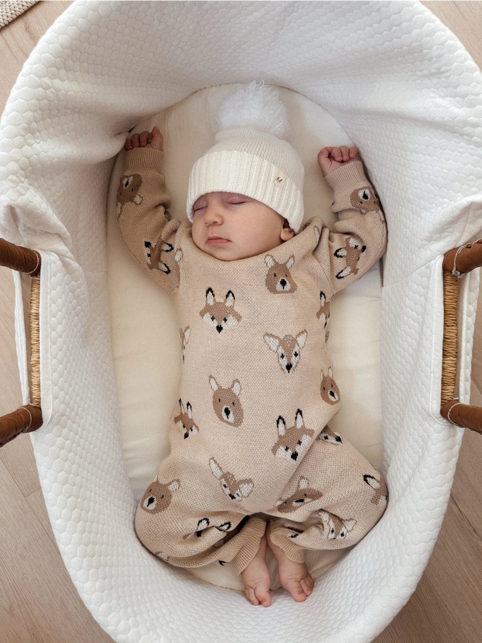 beige organic cotton woodland jacquard jumpsuit 