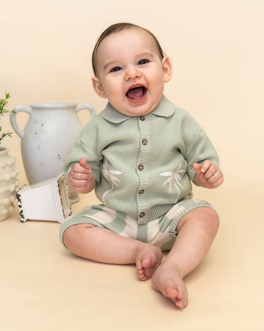 sage green baby two piece outfit