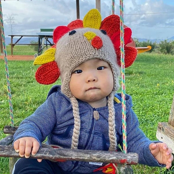 thanksgiving hand knit beanie for babies and toddlers