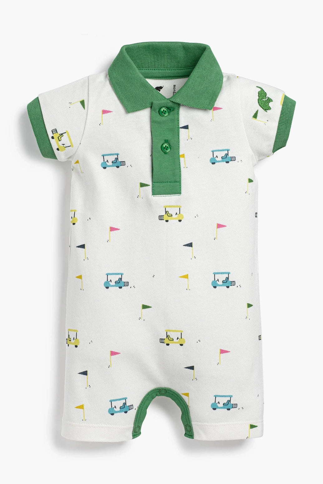 golf cart print baby polo romper