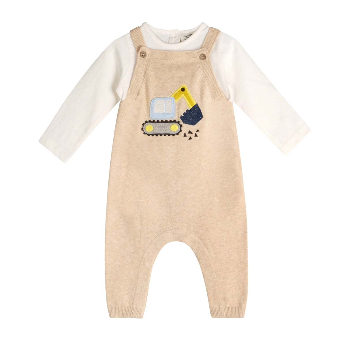 organic cotton excavator truck embroidered overall set