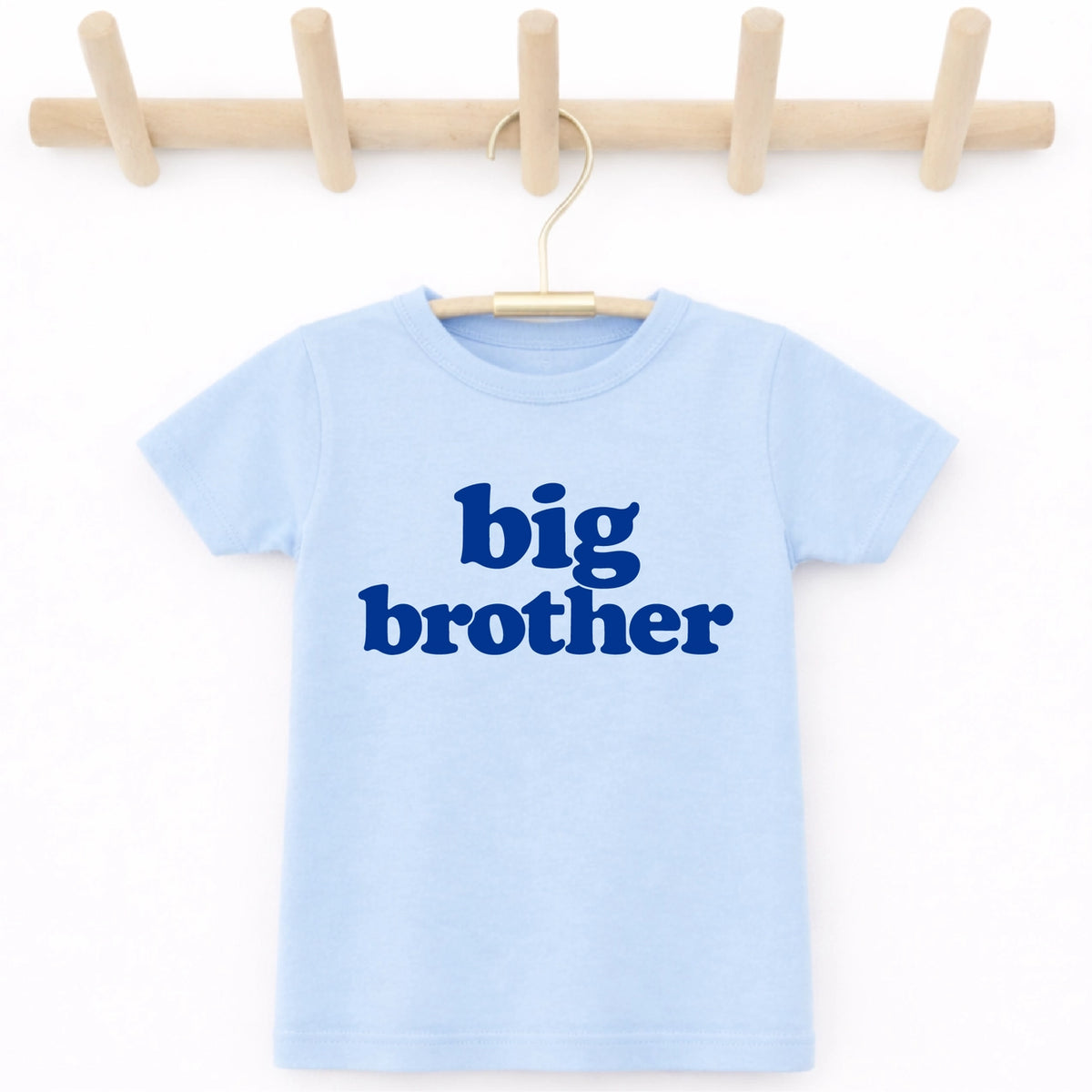 Blue cotton Big Brother T-shirt for boys with navy lettering