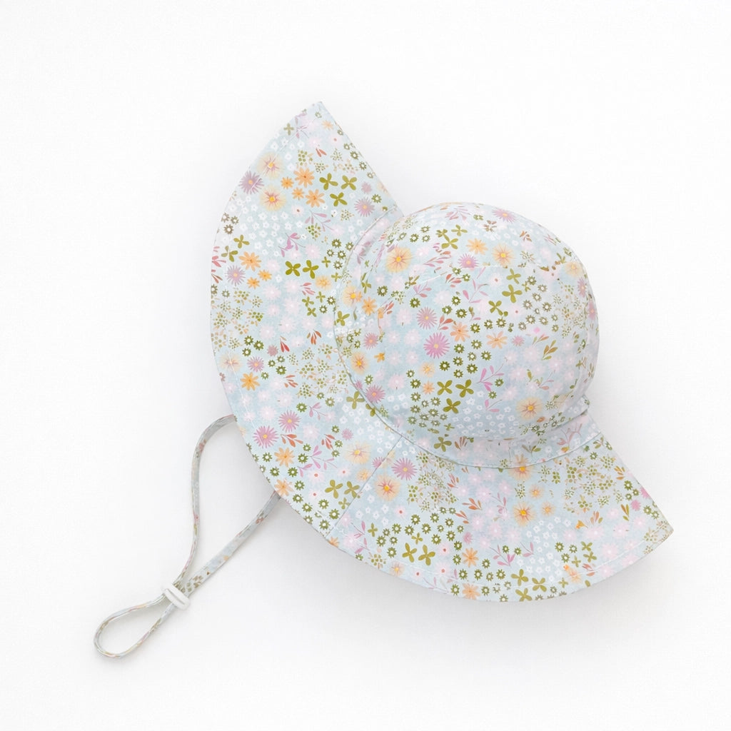 pastel floral baby sun hat wide brim