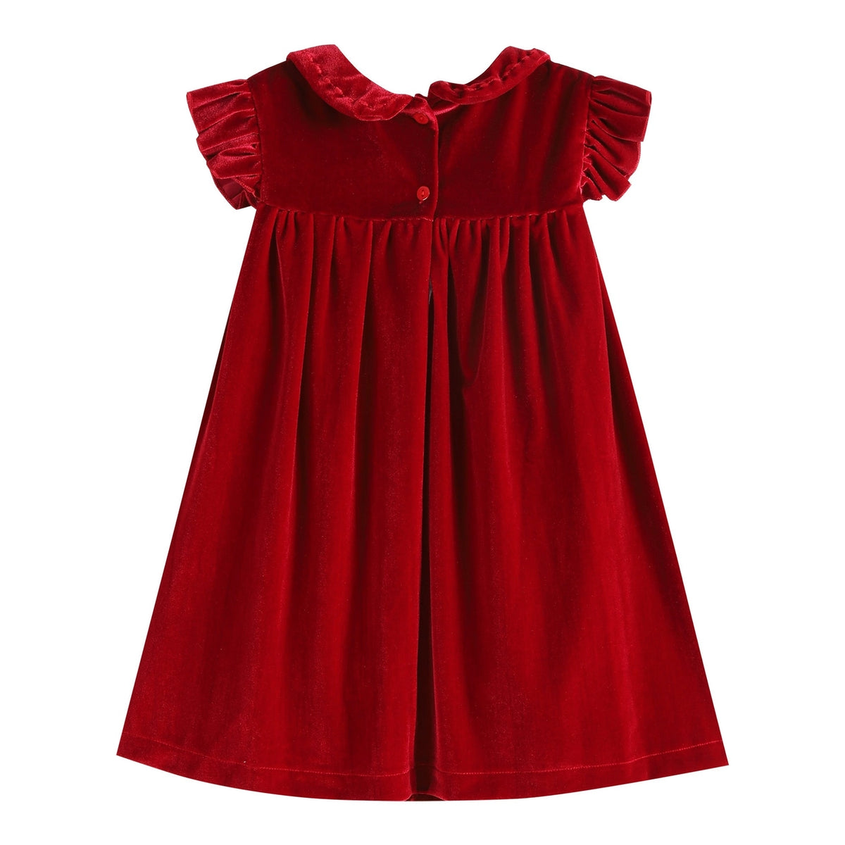 festive red velvet ruffle dress for girls