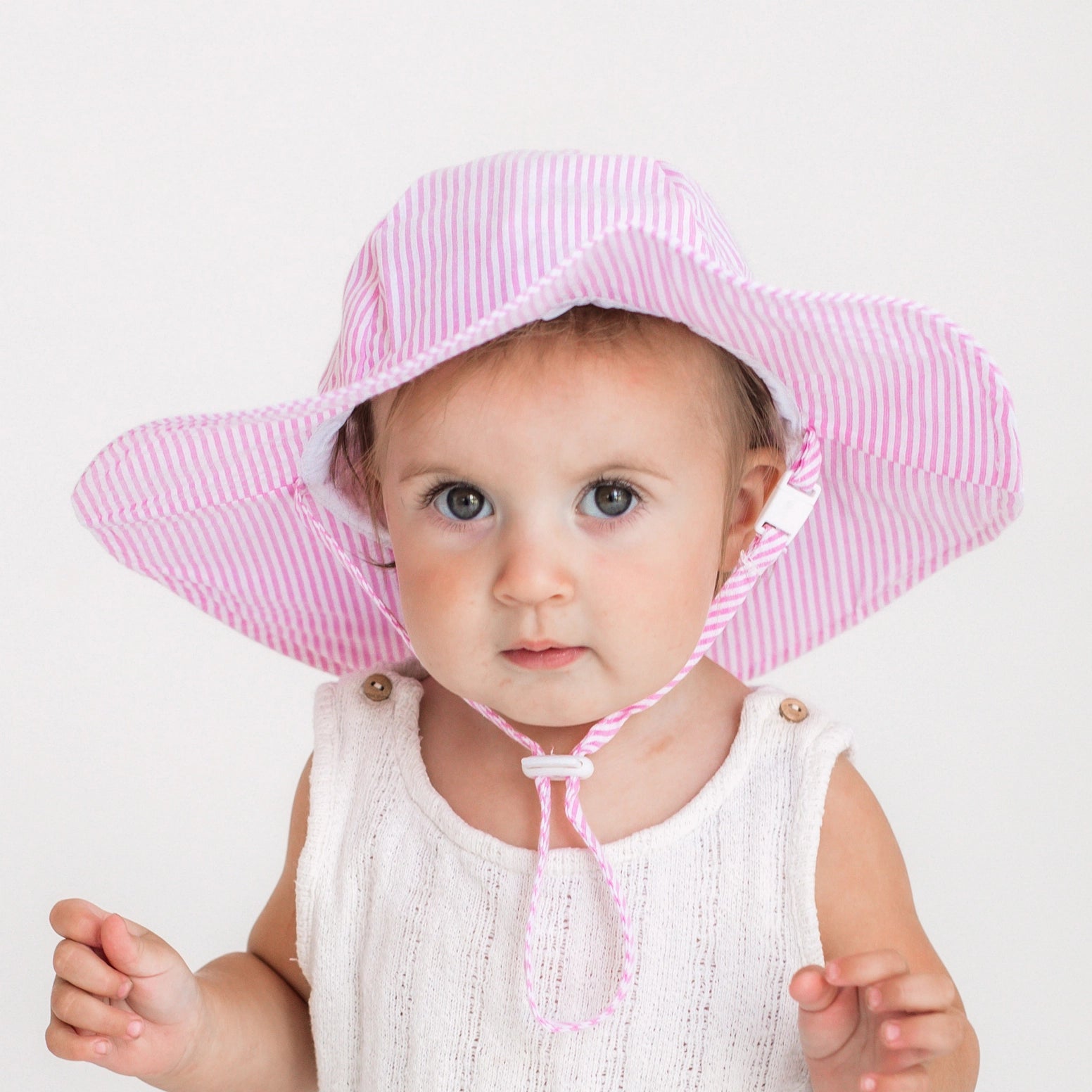 infant pink striped summer sun hat