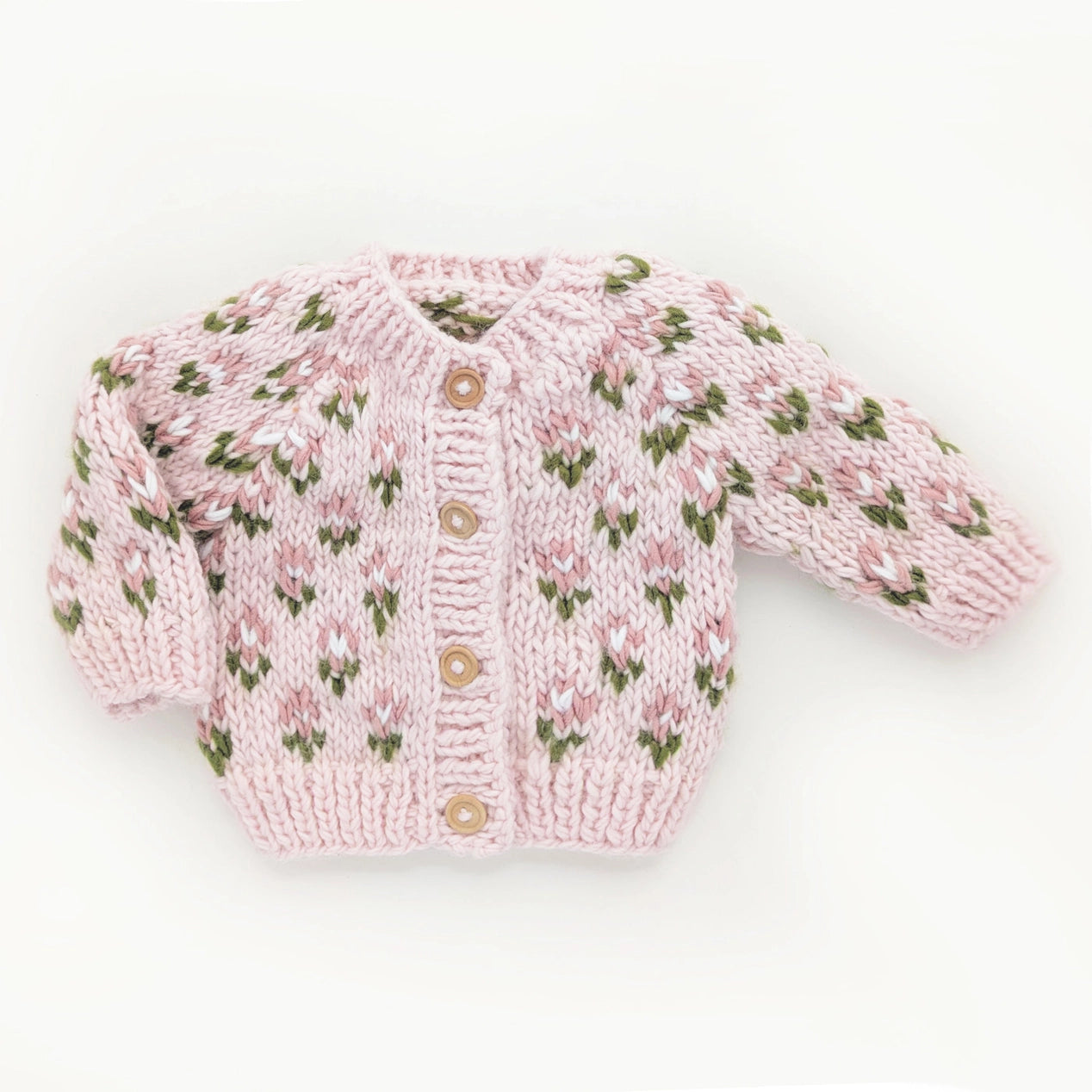 Hand-knitted baby cardigan, soft cotton layering outfit for newborns and toddlers.