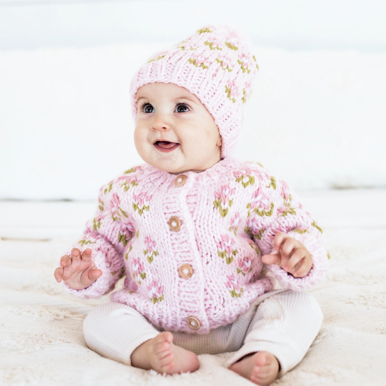 Cozy hand-knitted cotton cardigan, unisex infant clothing perfect for daily wear or gifting