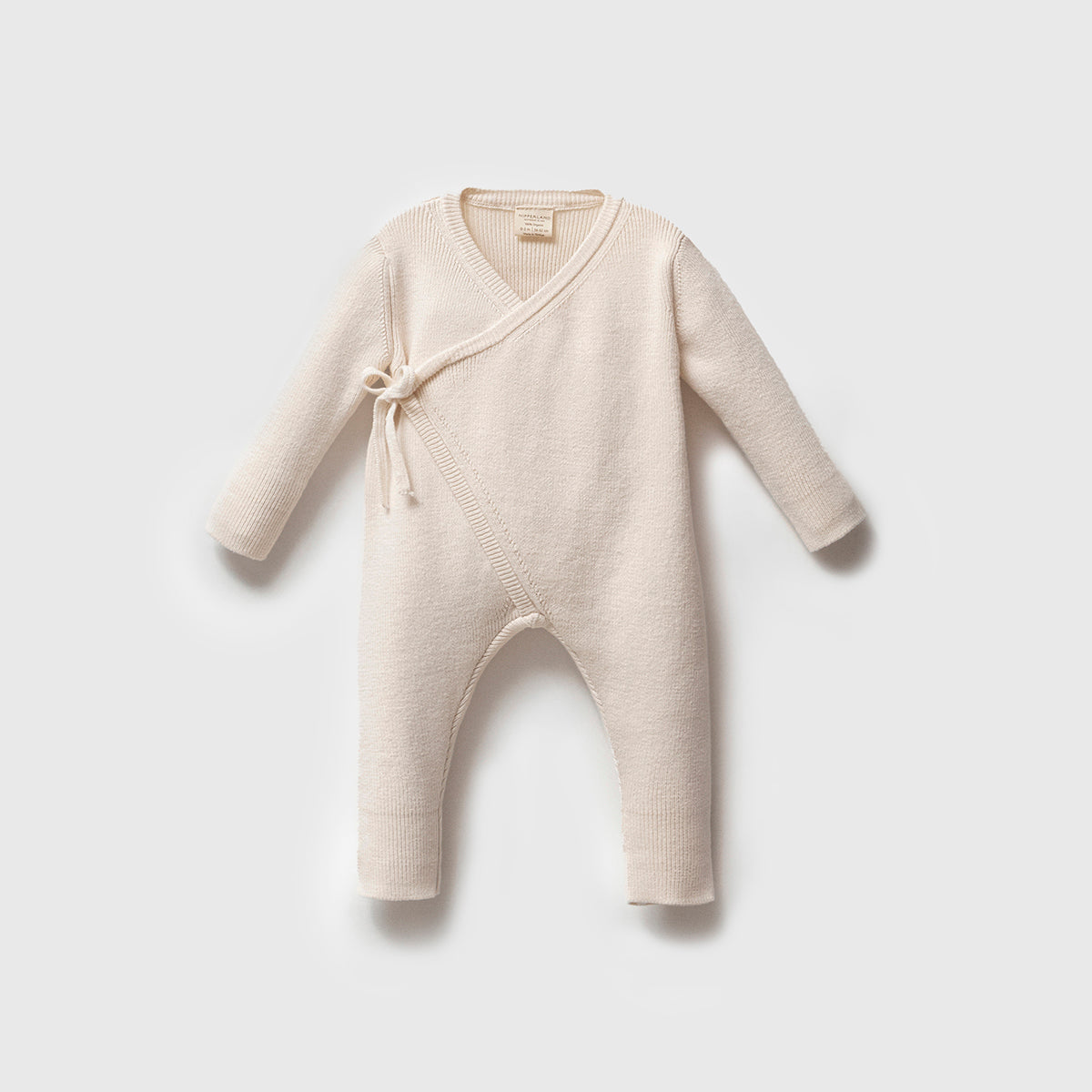 Knit heirloom organic kimono in cream, soft cotton baby outfit for newborns and toddlers.