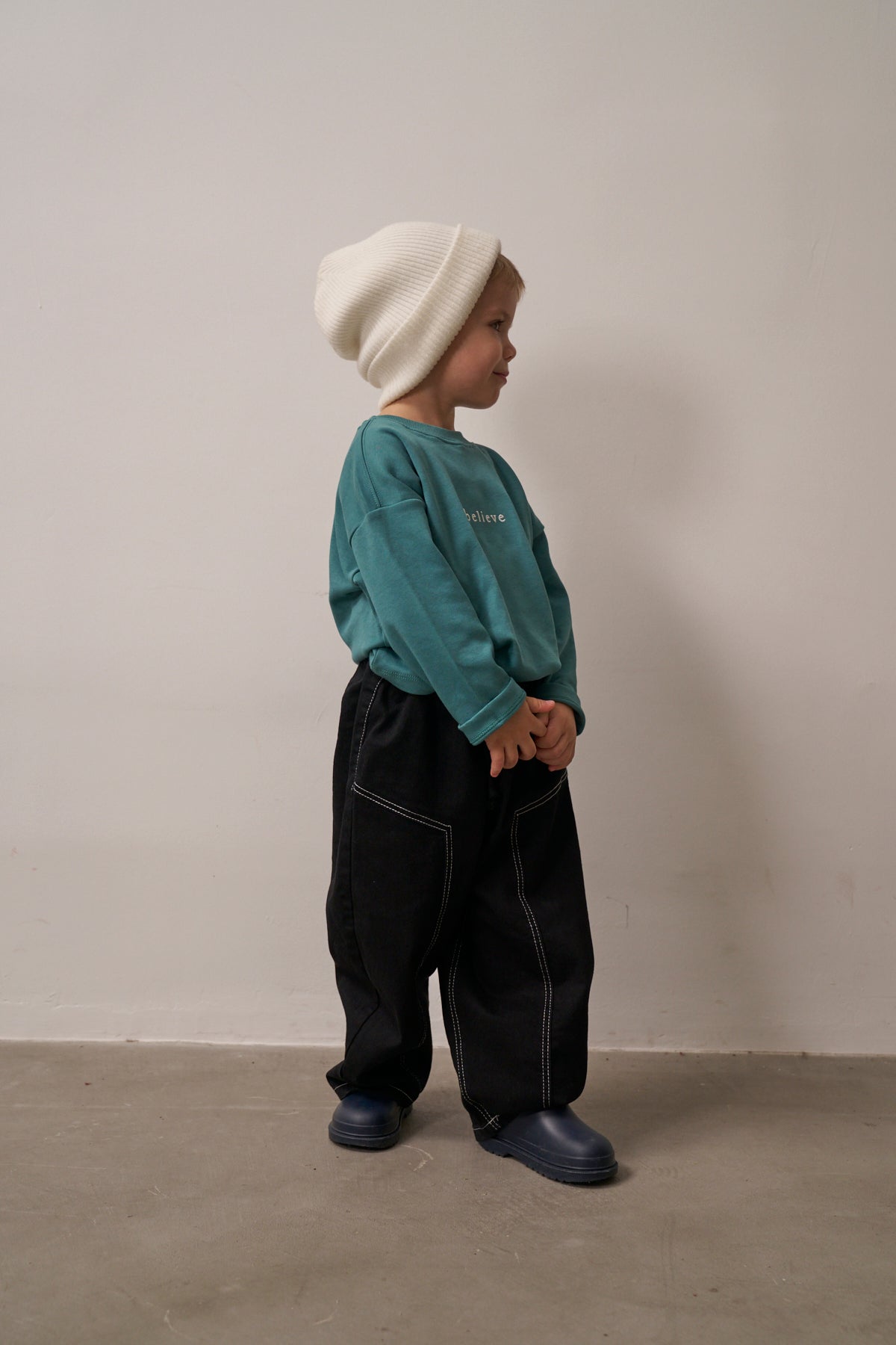 Minimal text detail kids shirt for everyday wear