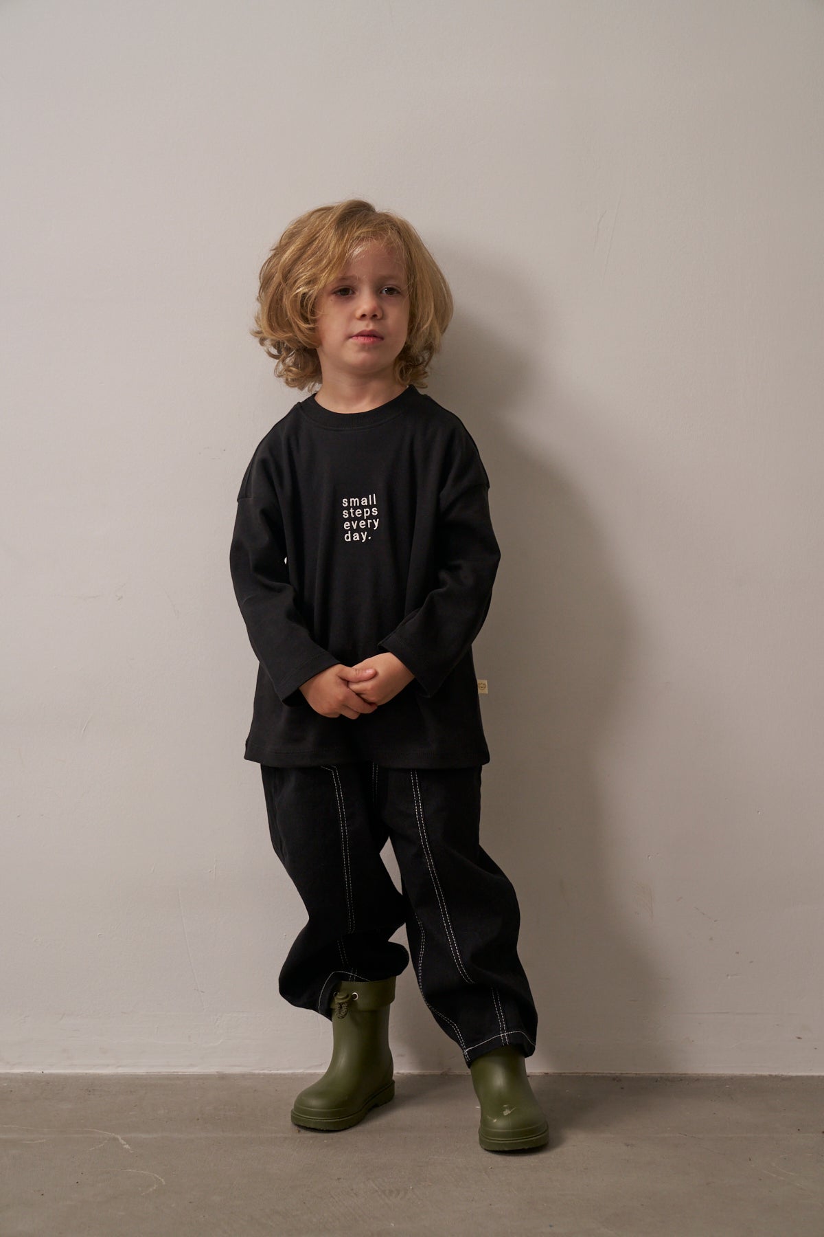 Small steps long sleeve kids top in soft cotton