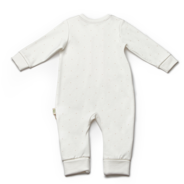 Adorable teddy ecru baby onesie, soft organic cotton outfit ideal for gifting newborns